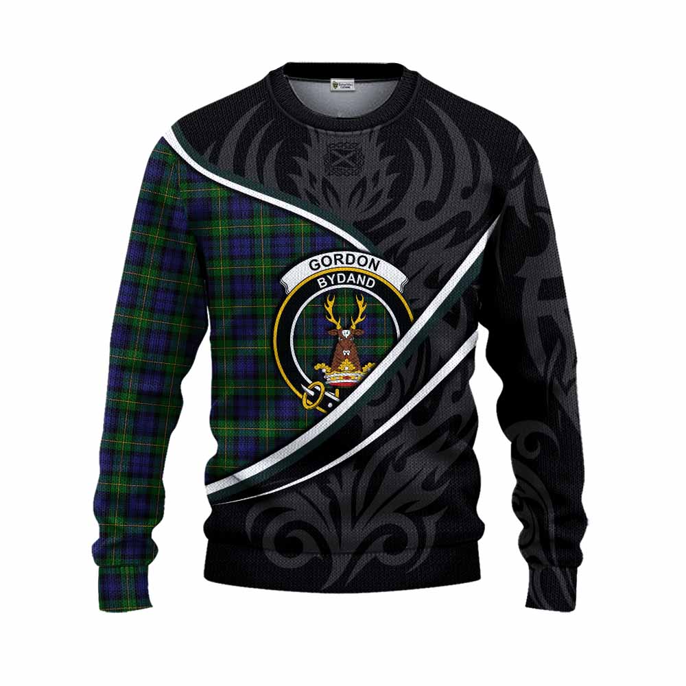 Gordon Tartan Family Crest Knitted Sweater Celtic Scottish Thistle Floral - Tartan Vibes Clothing