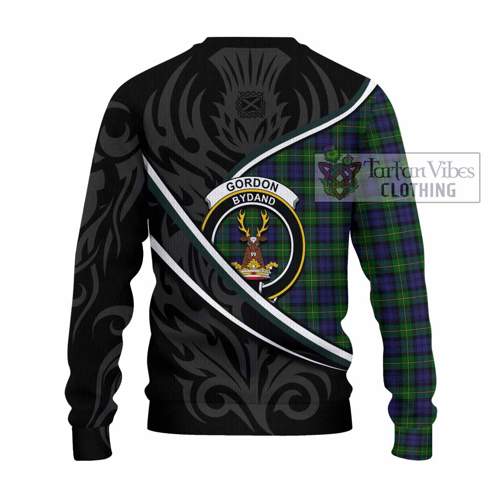 Gordon Tartan Family Crest Knitted Sweater Celtic Scottish Thistle Floral - Tartan Vibes Clothing