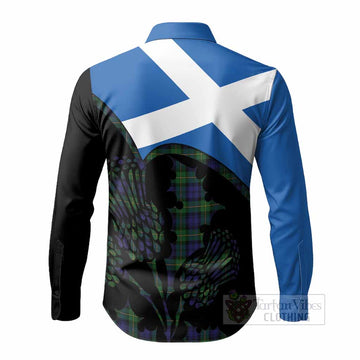 Gordon Tartan Family Crest Long Sleeve Button Shirts Scotland Thistle Floral Flag Style