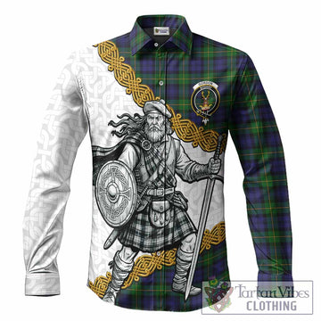Gordon Tartan Family Crest Long Sleeve Button Shirts Scottish Highland Warrior Celtic Alba Gu Brath