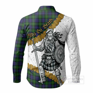 Gordon Tartan Family Crest Long Sleeve Button Shirts Scottish Highland Warrior Celtic Alba Gu Brath