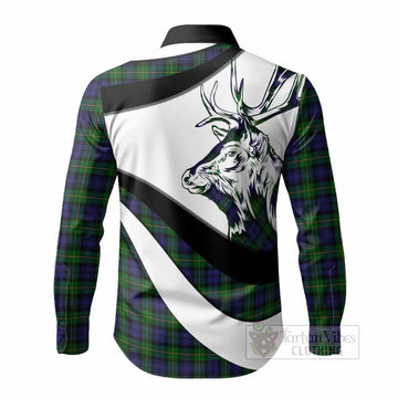 Gordon Tartan Family Crest Long Sleeve Button Shirts Scottish Red Deer Curves Style