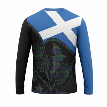 Gordon Tartan Family Crest Long Sleeve T-Shirt Scotland Thistle Floral Flag Style