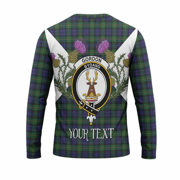 Gordon Tartan Family Crest Long Sleeve T-Shirt Scottish Burns Night Thistle Floral