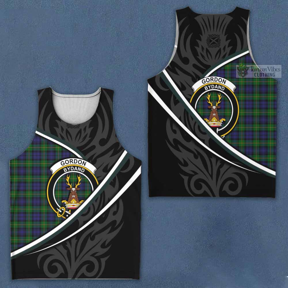 Gordon Tartan Family Crest Men Tank Top Celtic Scottish Thistle Floral - Tartan Vibes Clothing