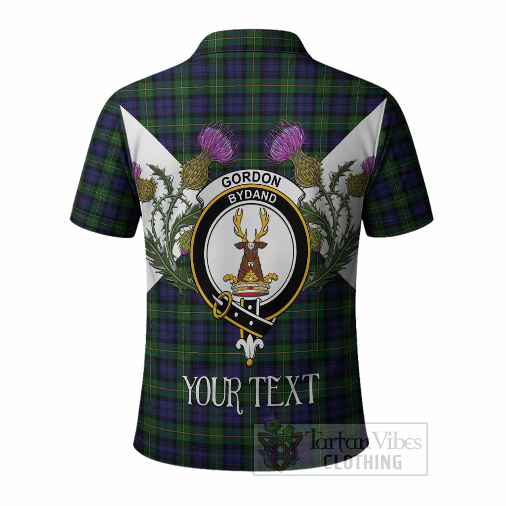 Gordon Tartan Family Crest Polo Shirt Scottish Burns Night Thistle Floral