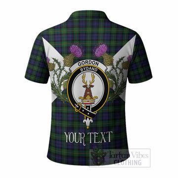 Gordon Tartan Family Crest Polo Shirt Scottish Burns Night Thistle Floral