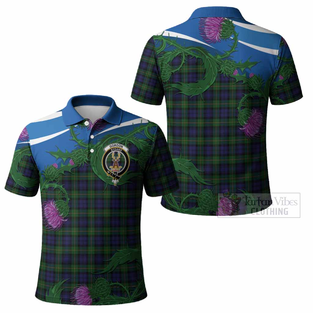 Gordon Tartan Family Crest Polo Shirt Thistle in Minimalism