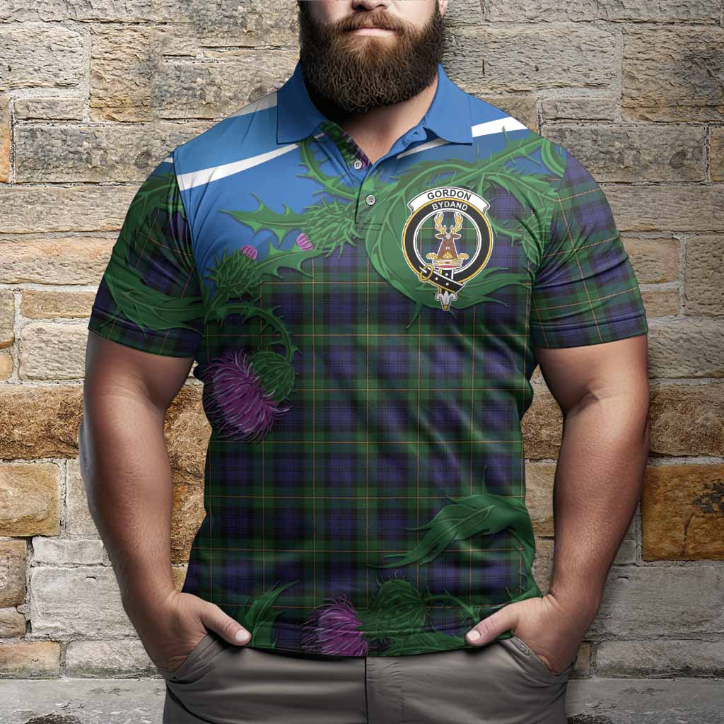 Gordon Tartan Family Crest Polo Shirt Thistle in Minimalism