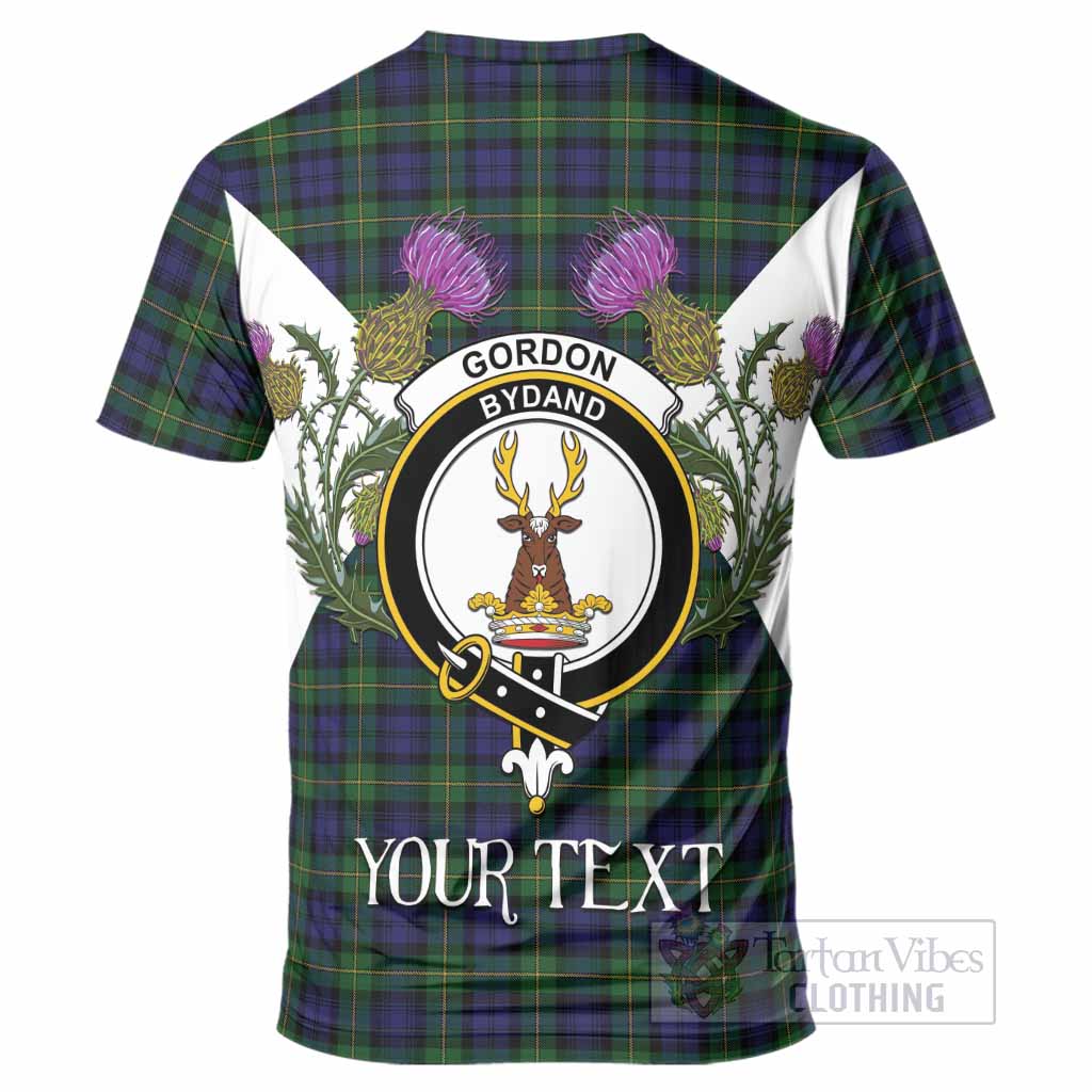 Gordon Tartan Family Crest T-Shirt Scottish Burns Night Thistle Floral