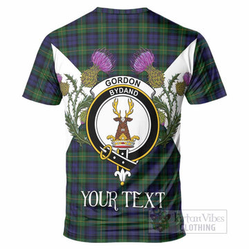 Gordon Tartan Family Crest T-Shirt Scottish Burns Night Thistle Floral