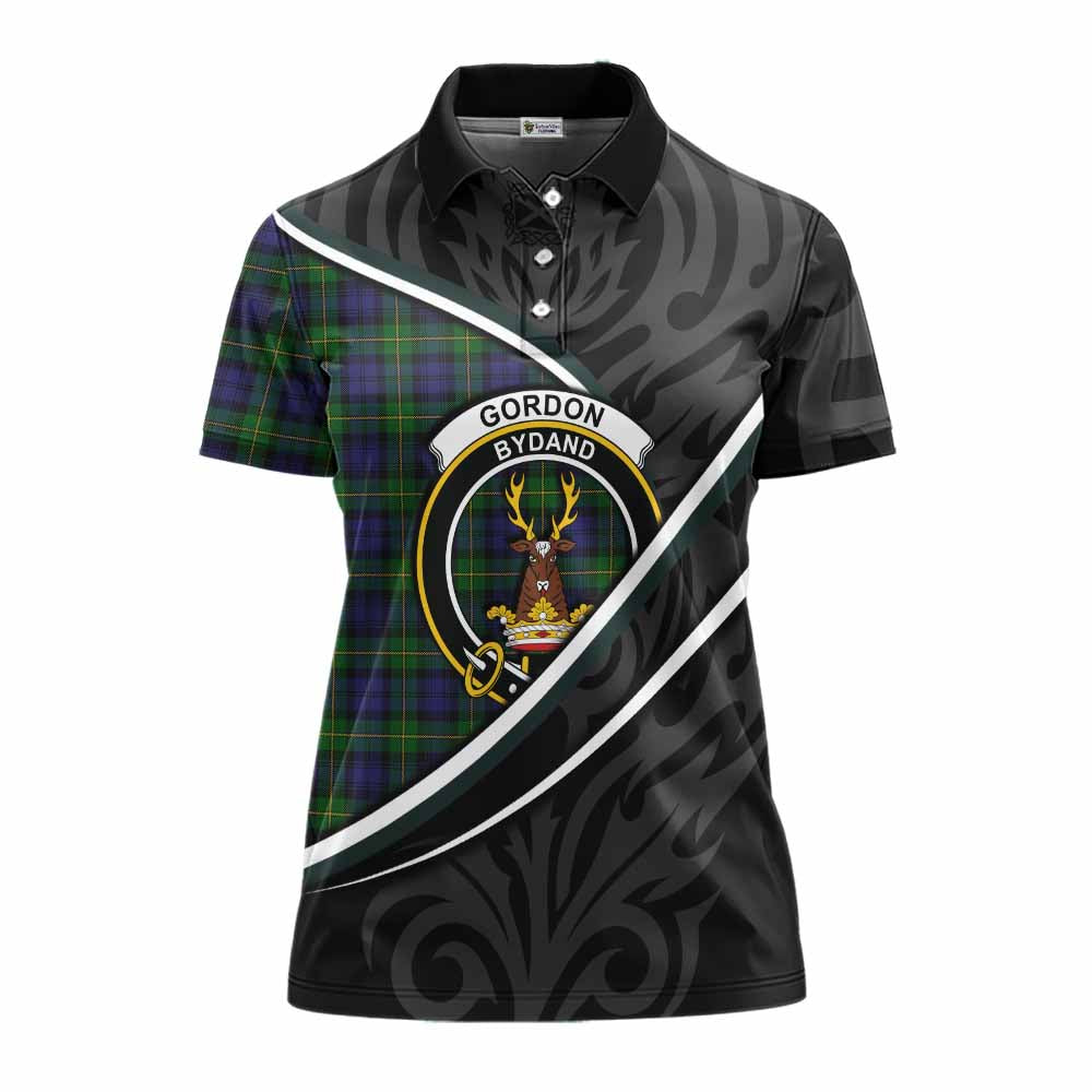 Gordon Tartan Family Crest Women's Polo Shirt Celtic Scottish Thistle Floral - Tartan Vibes Clothing