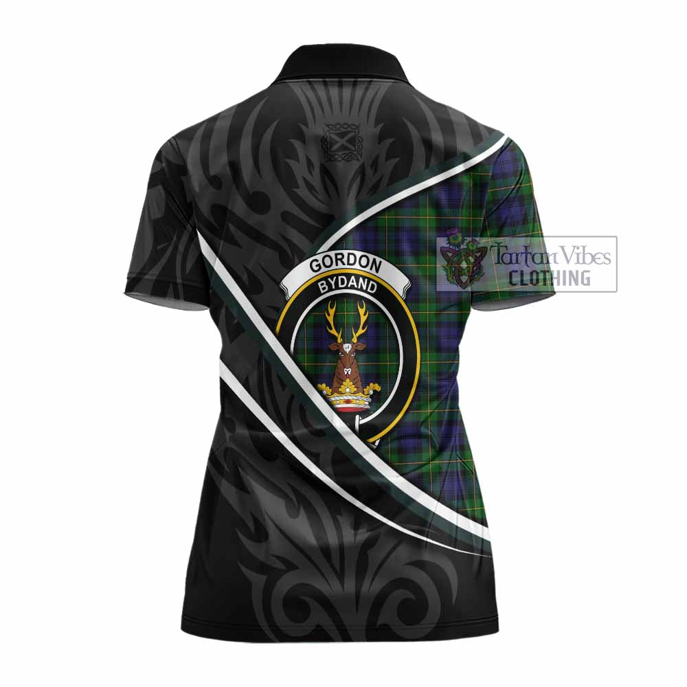Gordon Tartan Family Crest Women's Polo Shirt Celtic Scottish Thistle Floral - Tartan Vibes Clothing