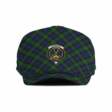 Gordon Tartan Flat Cap, Jeff Cap Cross Style with Family Crest