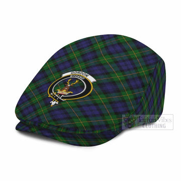 Gordon Tartan Flat Cap, Jeff Cap Cross Style with Family Crest