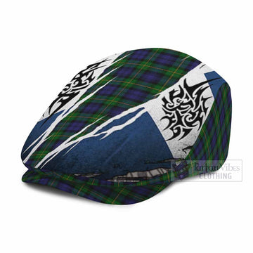 Gordon Tartan Flat Cap, Jeff Cap Scotland Flag Ripped Tribal Design