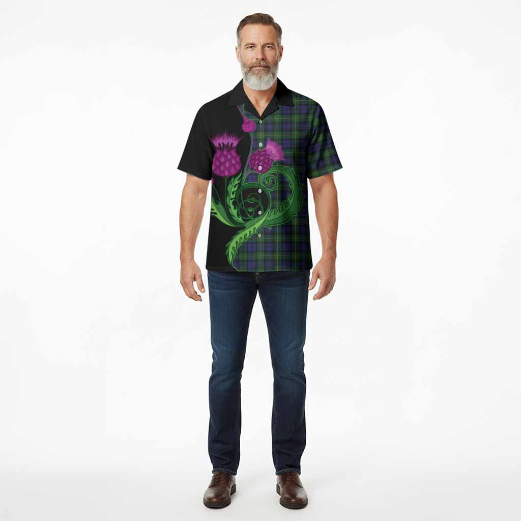 Gordon Tartan Hawaiian Shirt Traditional Scottish Thistle