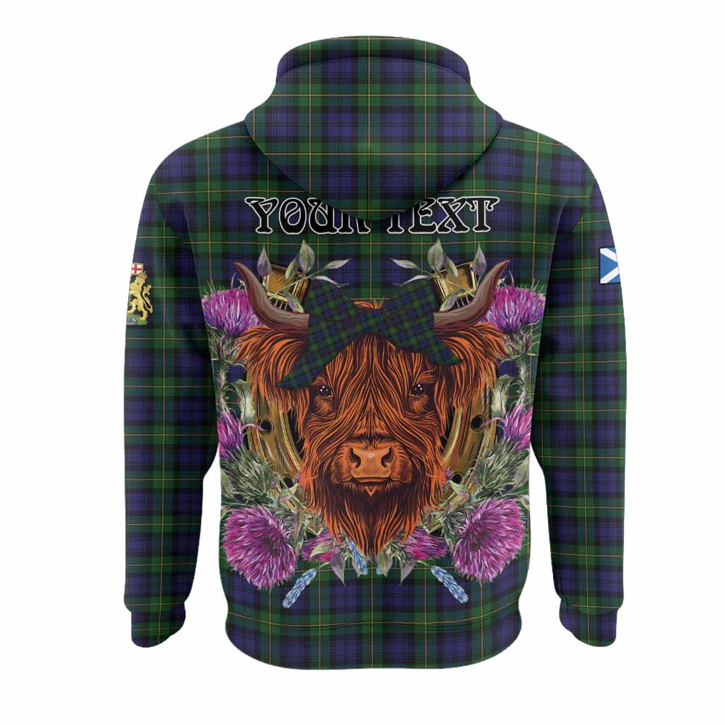 Gordon Tartan Hoodie Scottish Thistle Heilan Coo