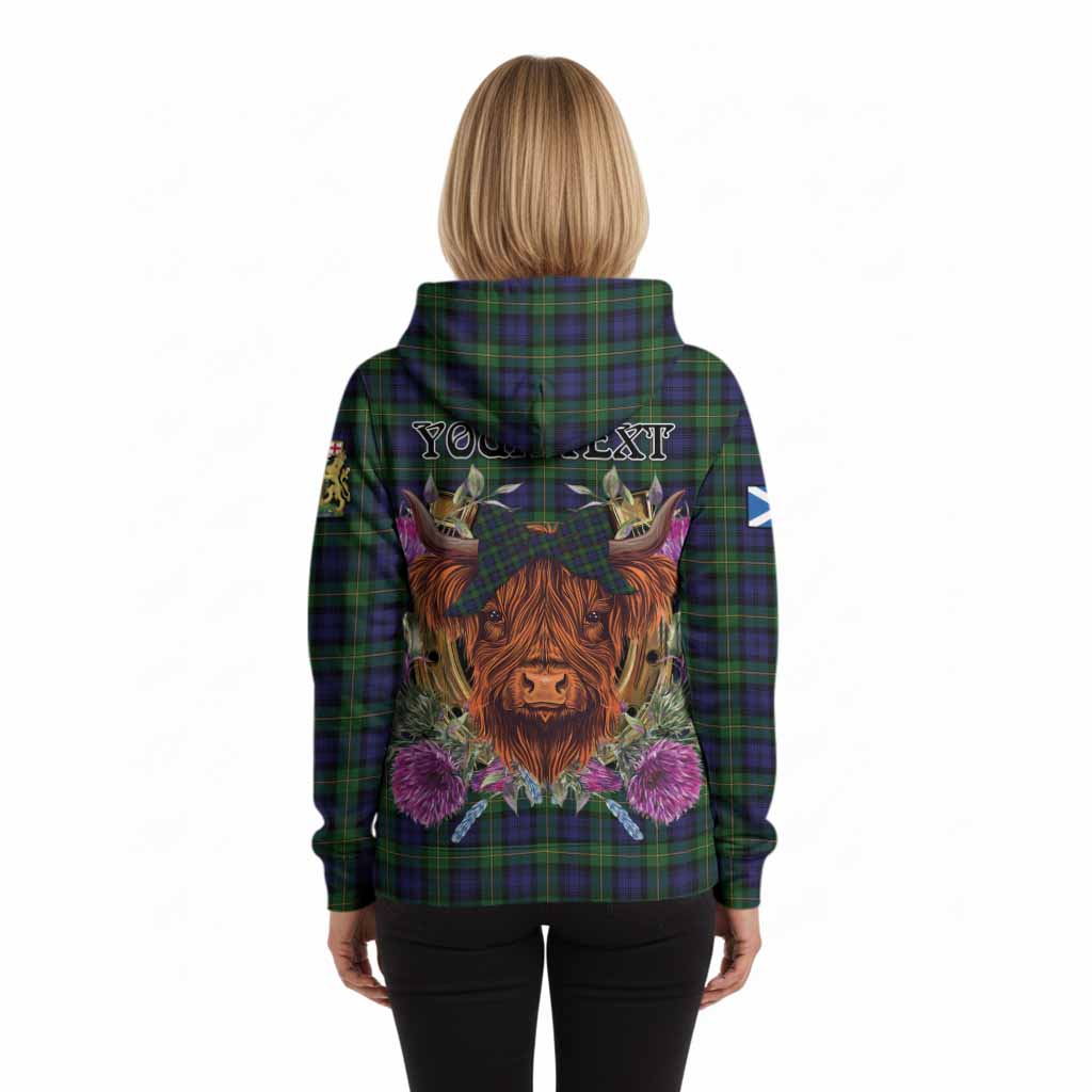 Gordon Tartan Hoodie Scottish Thistle Heilan Coo
