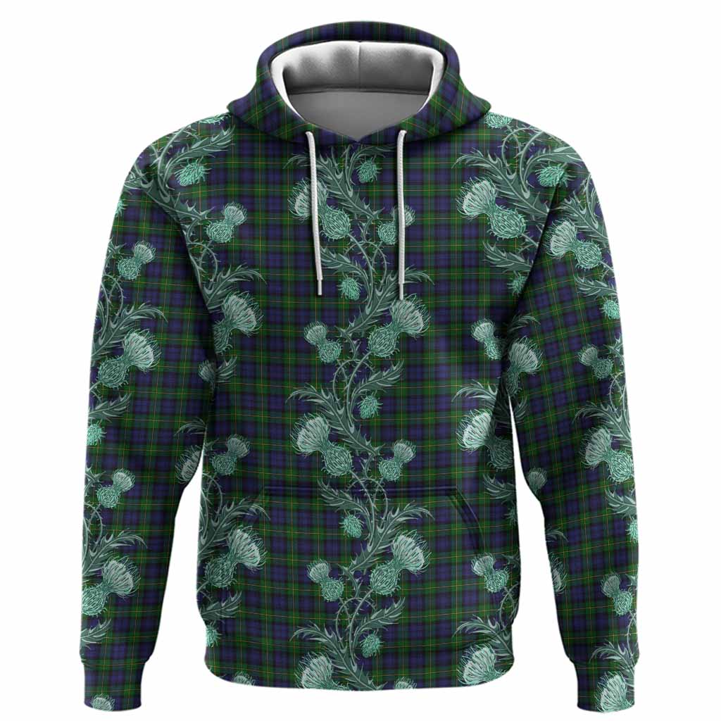 Gordon Tartan Hoodie Seamless Scottish Thistle Flowers