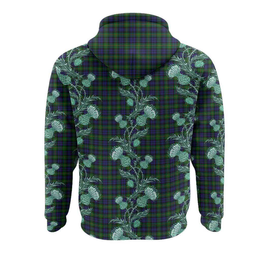 Gordon Tartan Hoodie Seamless Scottish Thistle Flowers