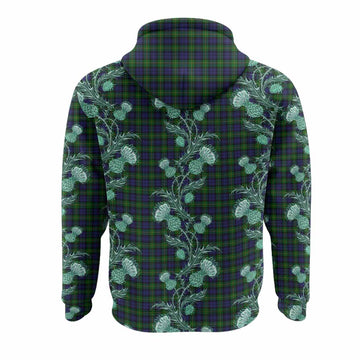 Gordon Tartan Hoodie Seamless Scottish Thistle Flowers