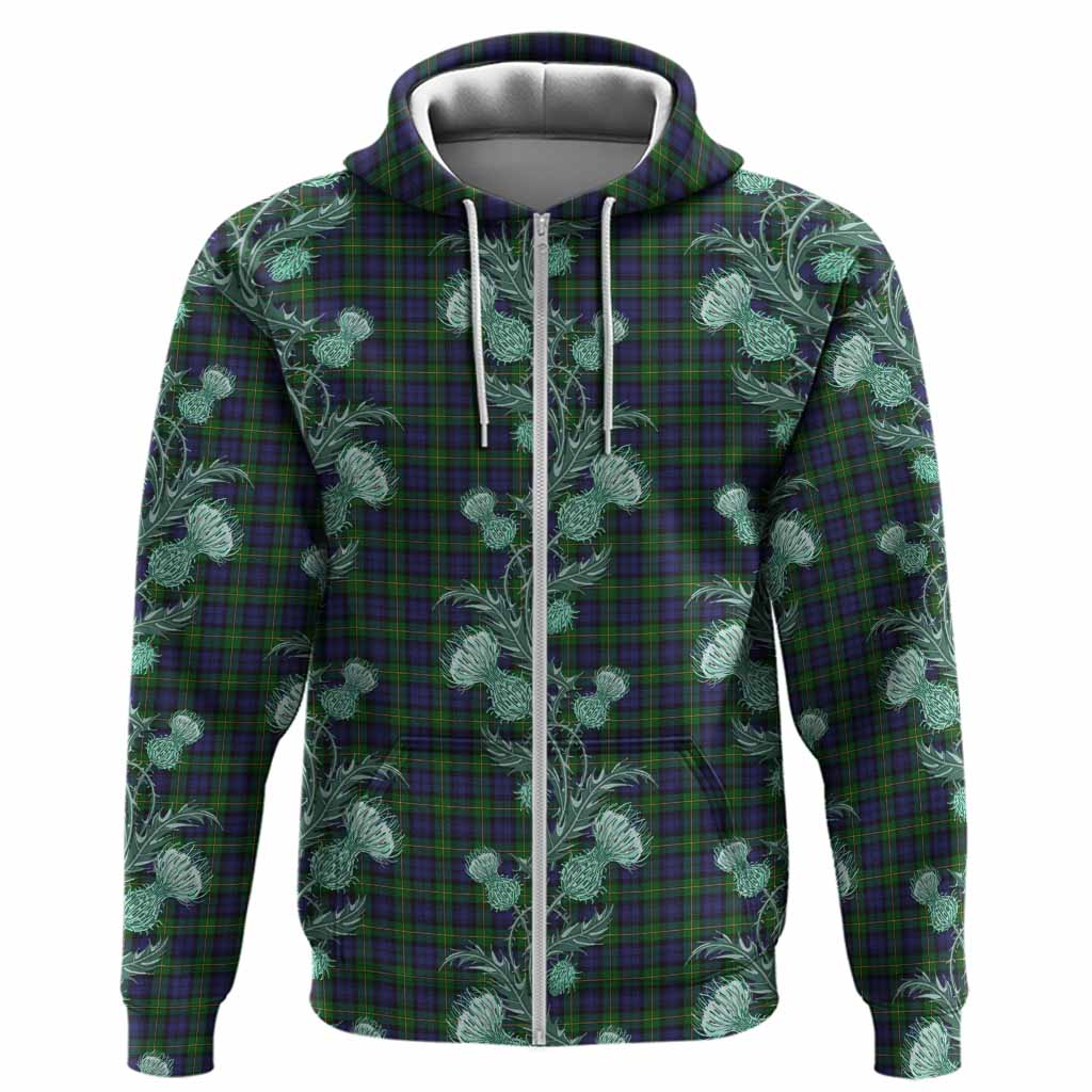 Gordon Tartan Hoodie Seamless Scottish Thistle Flowers