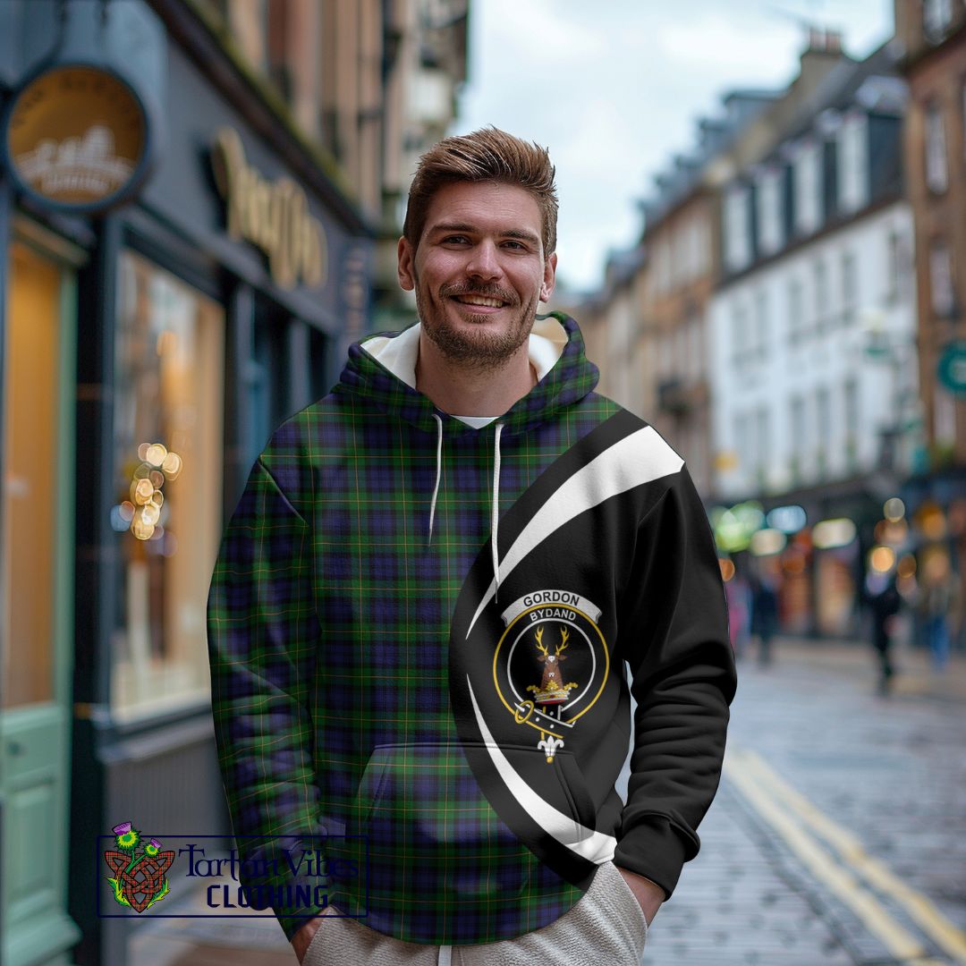 Gordon Tartan Hoodie with Family Crest Circle Style