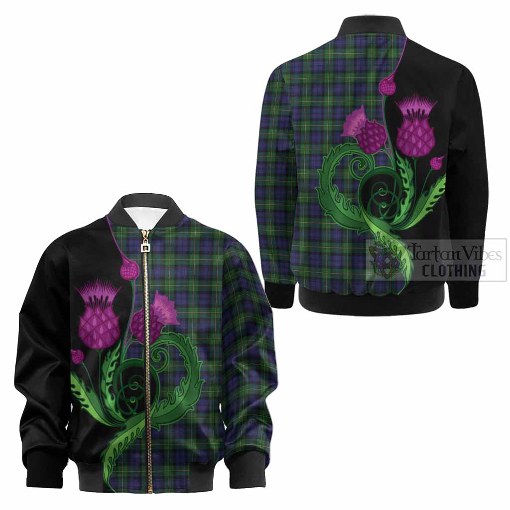 Gordon Tartan Kid Bomber Jacket Traditional Scottish Thistle