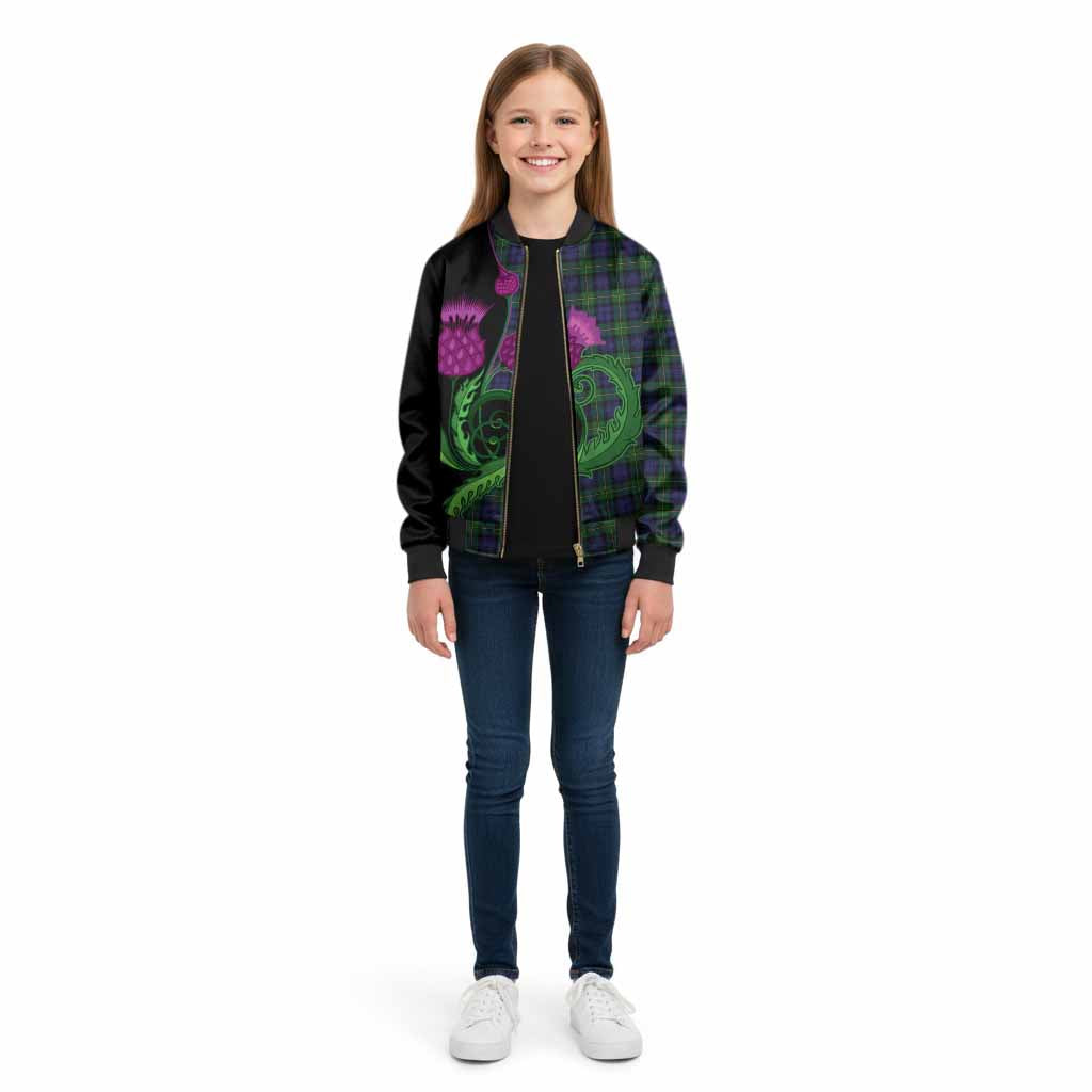 Gordon Tartan Kid Bomber Jacket Traditional Scottish Thistle