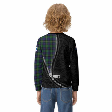 Gordon Tartan Kid Knitted Sweatshirt New Zealand Pattern Unique Zipper Stylized