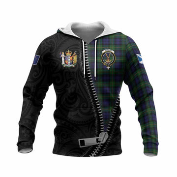 Gordon Tartan Knitted Hoodie New Zealand Pattern Unique Zipper Stylized