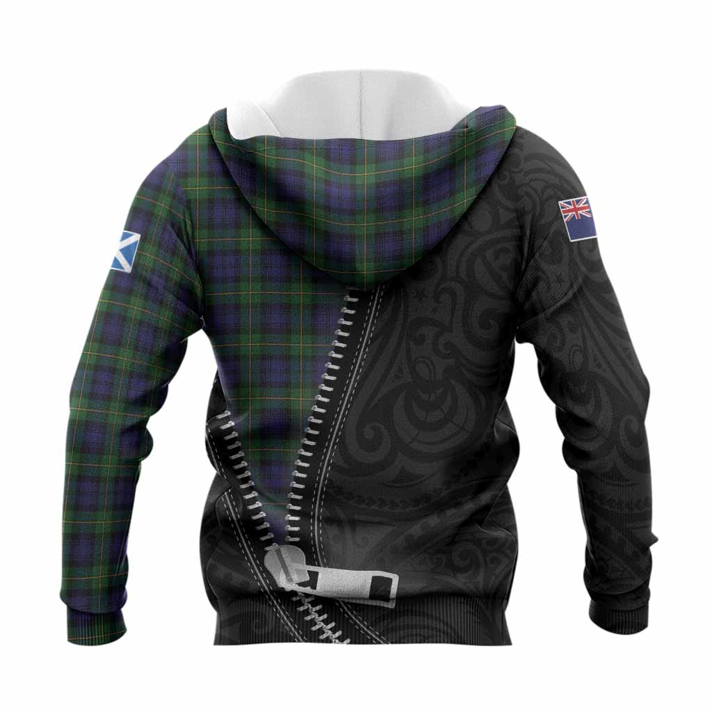 Gordon Tartan Knitted Hoodie New Zealand Pattern Unique Zipper Stylized