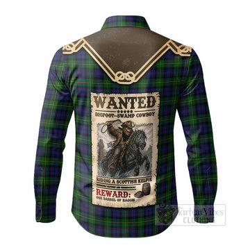 Gordon Tartan Long Sleeve Button Shirts Bigfoot Riding The Kelpie Monster