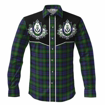 Gordon Tartan Long Sleeve Button Shirts Horseshoe Ornament Men's Shirt S - Tartan Vibes Clothing