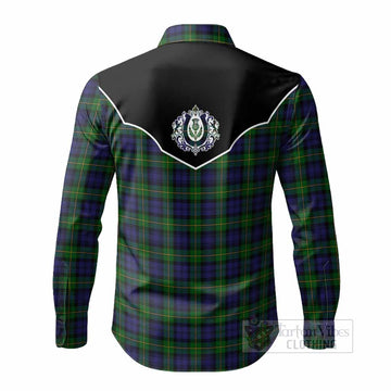 Gordon Tartan Long Sleeve Button Shirts Horseshoe Ornament - Tartan Vibes Clothing