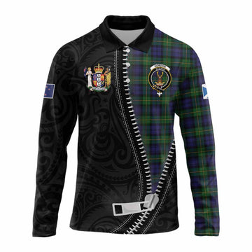 Gordon Tartan Long Sleeve Polo Shirt New Zealand Pattern Unique Zipper Stylized