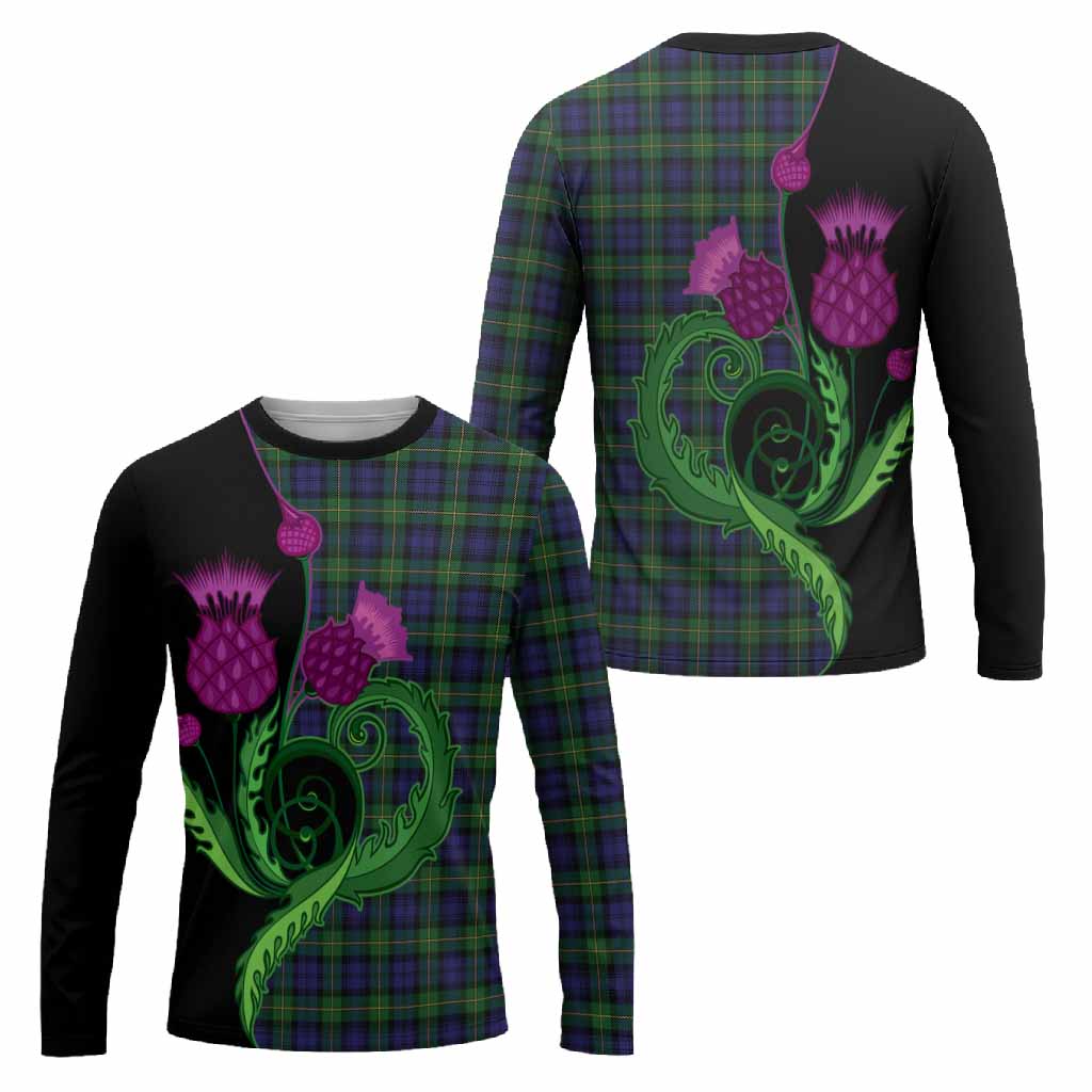 Gordon Tartan Long Sleeve T-Shirt Traditional Scottish Thistle