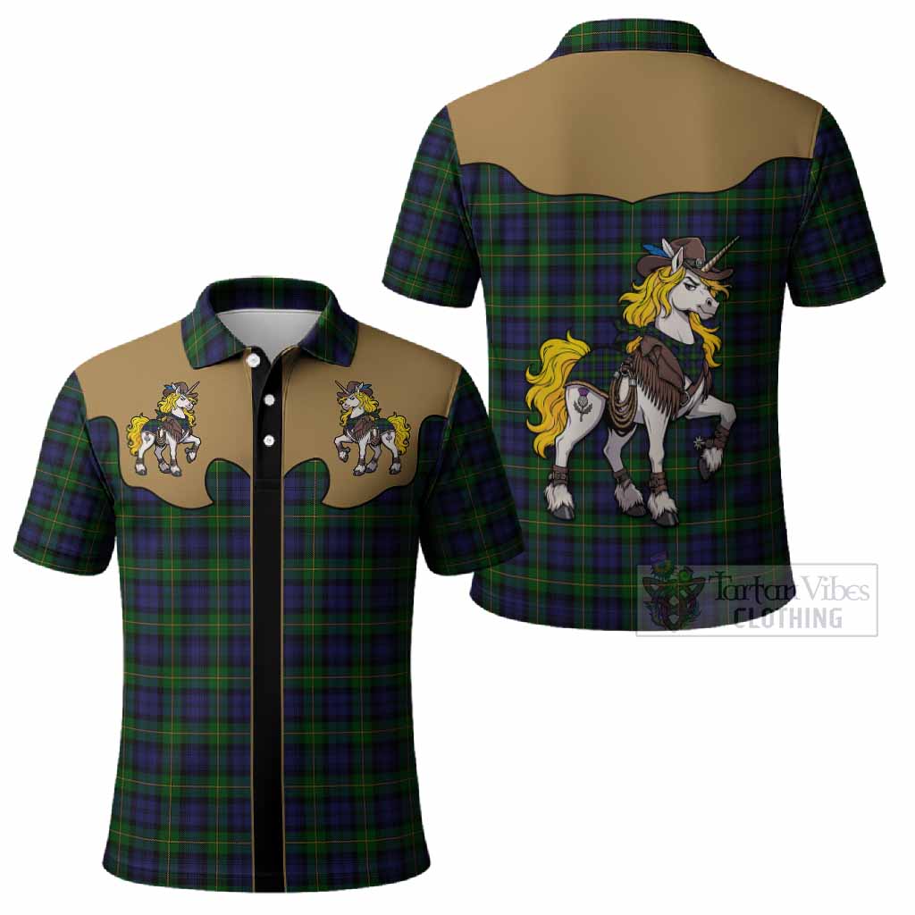 Gordon Tartan Polo Shirt Rodeo Unicorn Retro Style