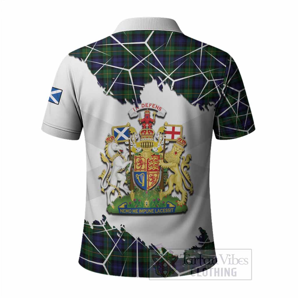 Gordon Tartan Polo Shirt with Family Crest and Lion Rampant Grunge Style