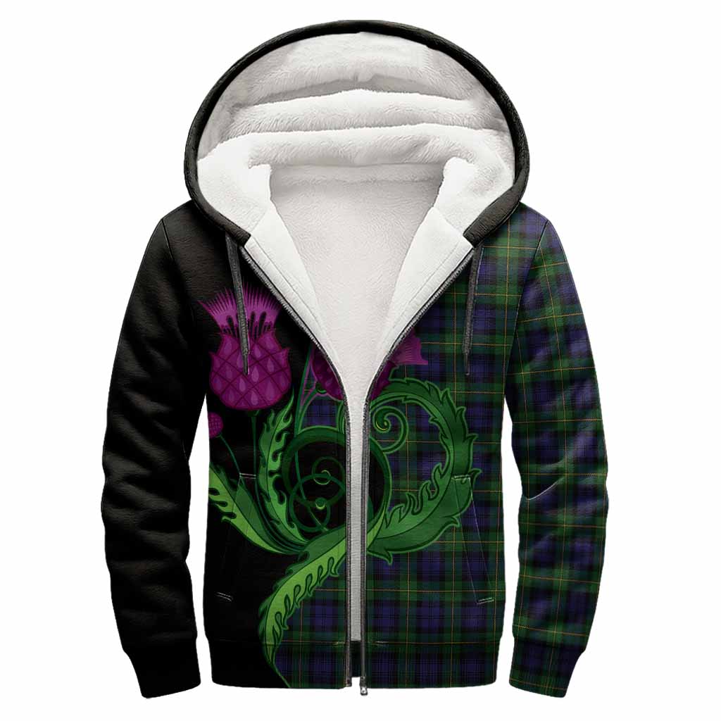 Gordon Tartan Sherpa Hoodie Traditional Scottish Thistle