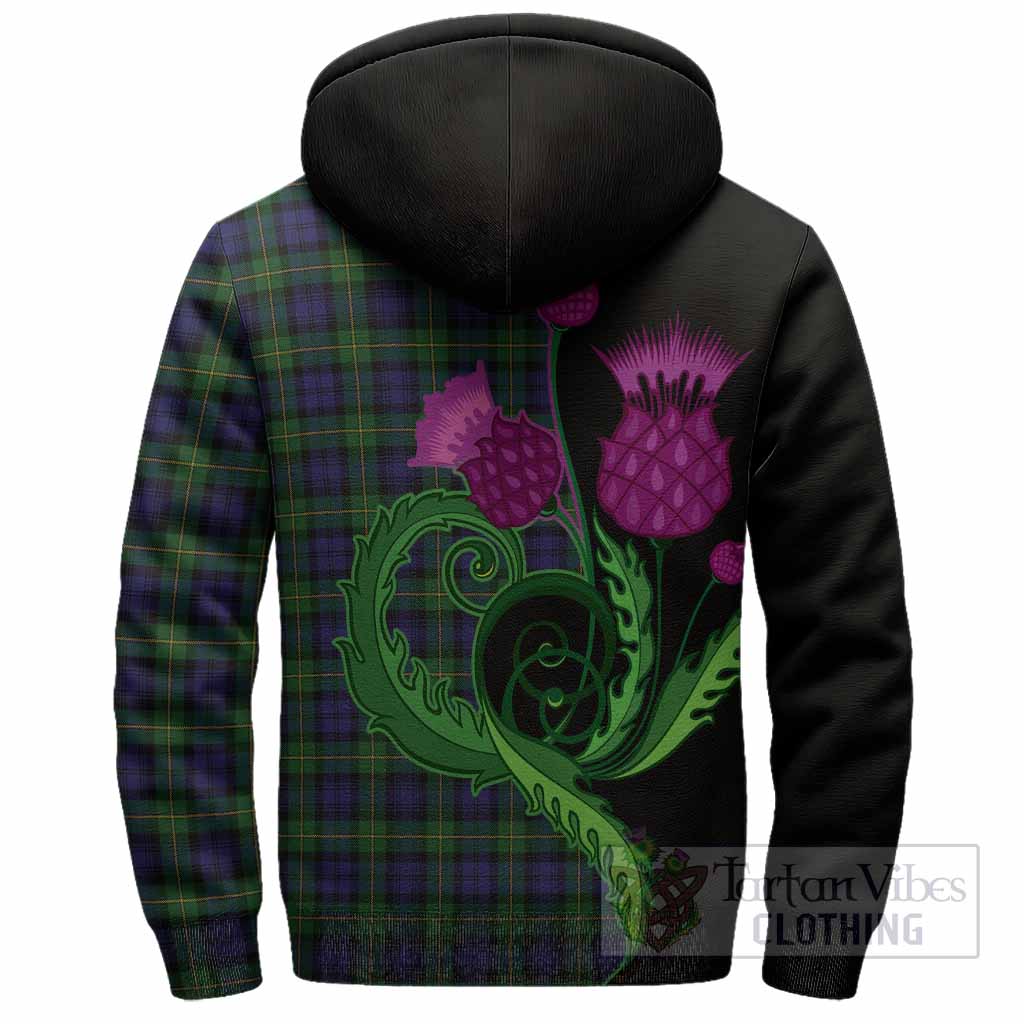 Gordon Tartan Sherpa Hoodie Traditional Scottish Thistle