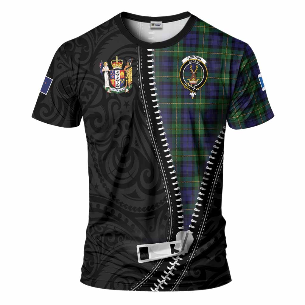 Gordon Tartan T-Shirt New Zealand Pattern Unique Zipper Stylized