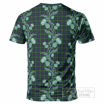 Gordon Tartan T-Shirt Seamless Scottish Thistle Flowers