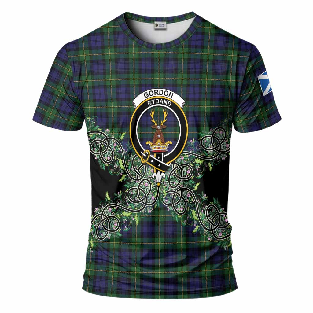 Gordon Tartan T-Shirt Thistle Scottish Spirit