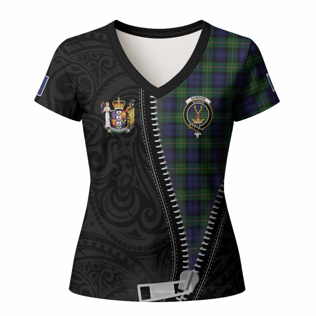 Gordon Tartan Women T shirt New Zealand Pattern Unique Zipper Stylized