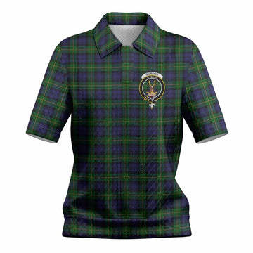 Gordon Tartan Women’s Polo Sweater Top with Family Crest