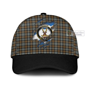 Gordon Weathered Tartan Classic Cap with Family Crest In Me Style