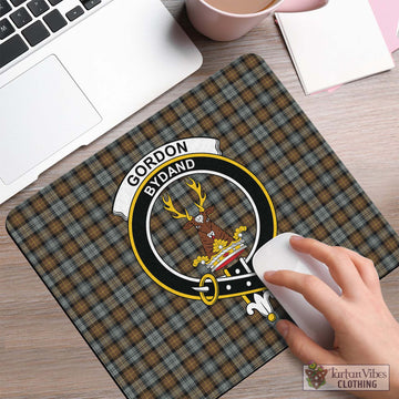 Gordon Weathered Tartan Mouse Pad with Family Crest