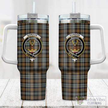 Gordon Weathered Tartan and Family Crest Tumbler with Handle